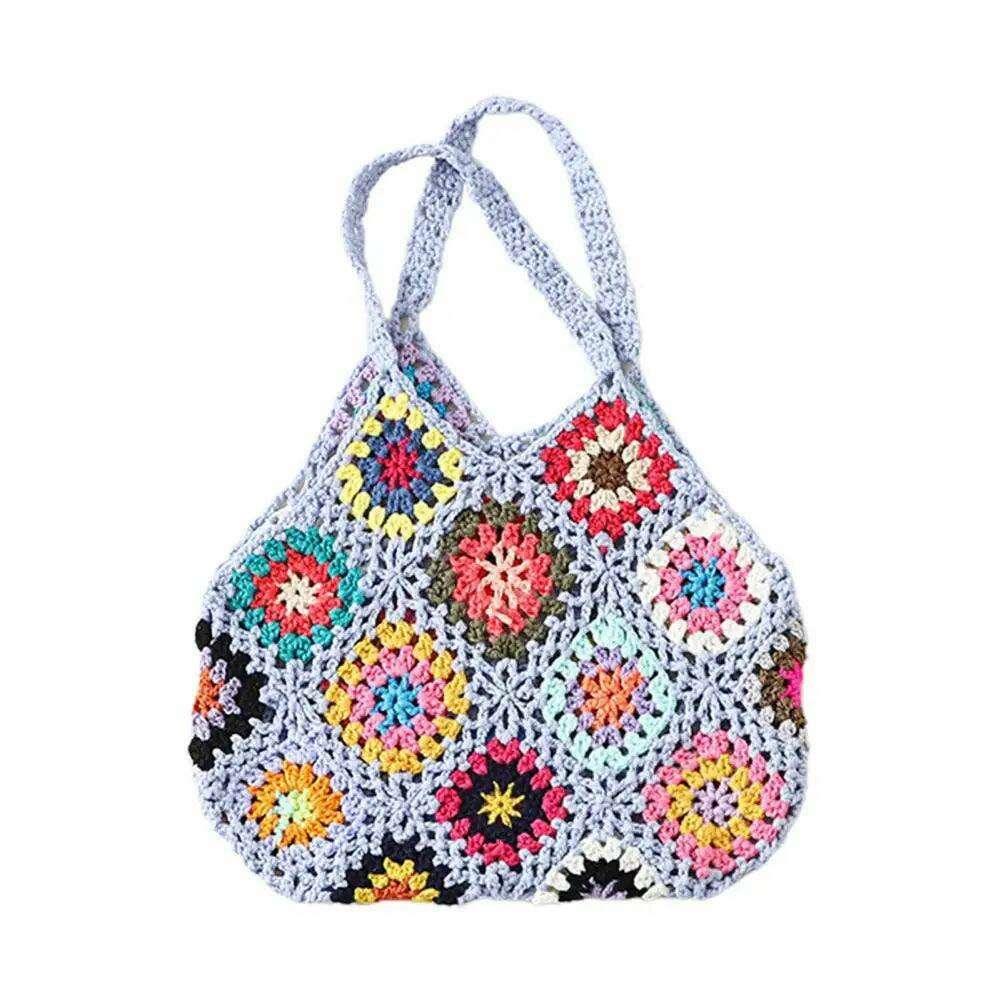 Handmade floral knitted bag for women
