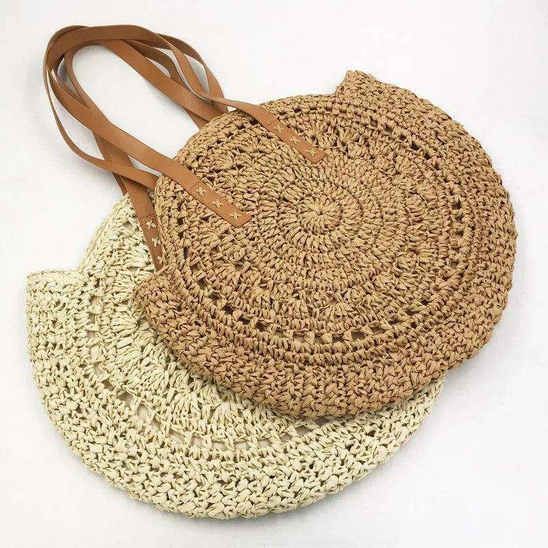 Handmade braided round shoulder bag