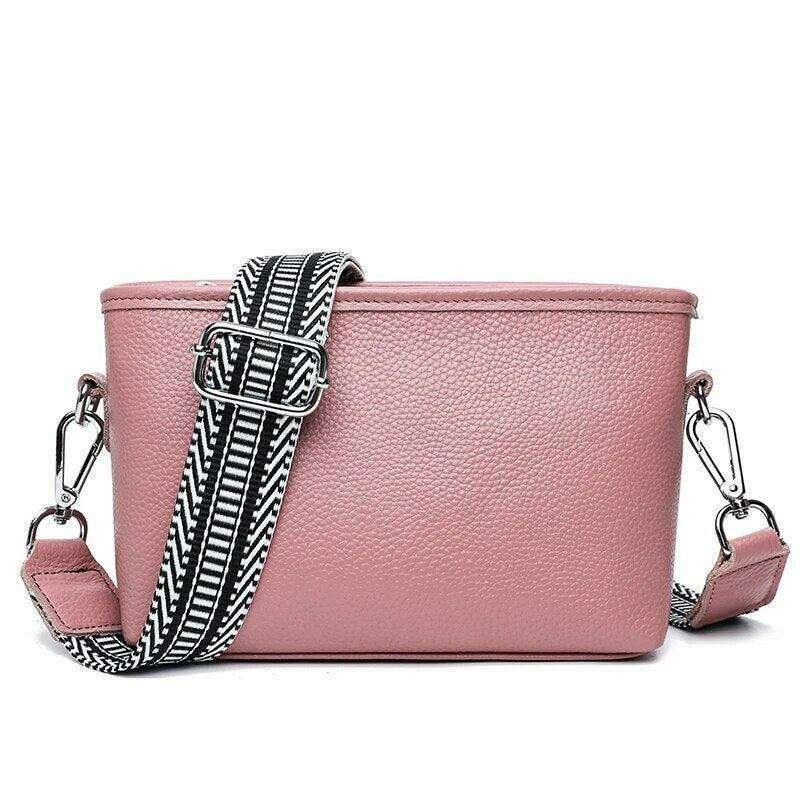Small leather crossbody bag for women with a designed strap
