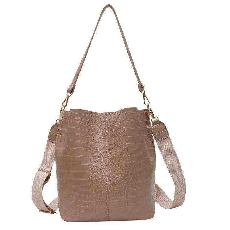 A fashionable shoulder bag with a unique look and crocodile texture