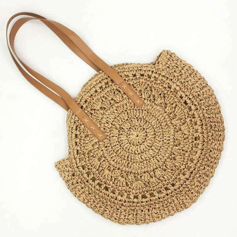 Handmade braided round shoulder bag
