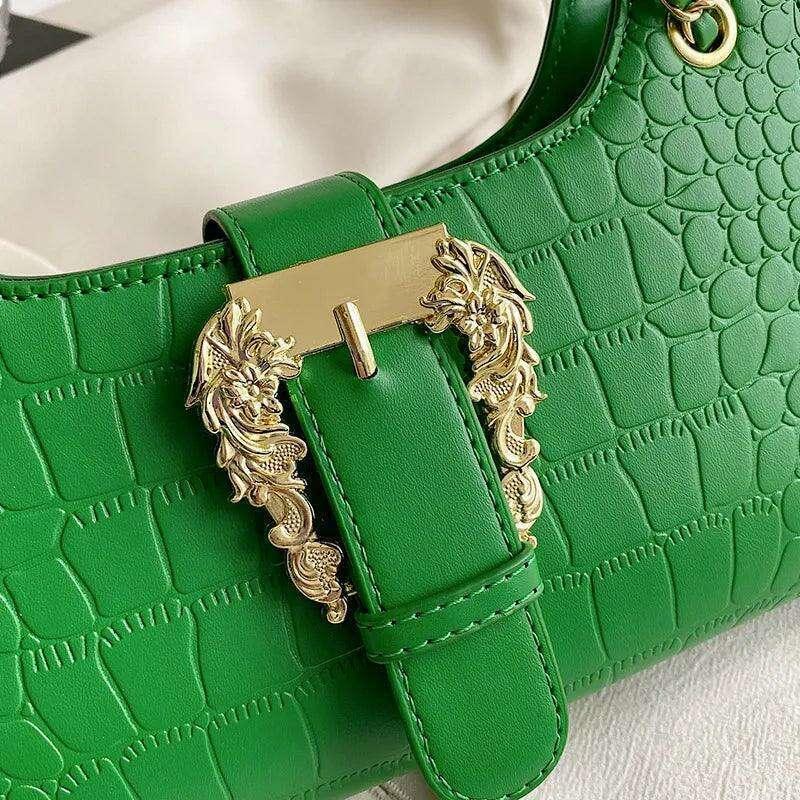 Luxurious evening bag with crocodile pattern for women