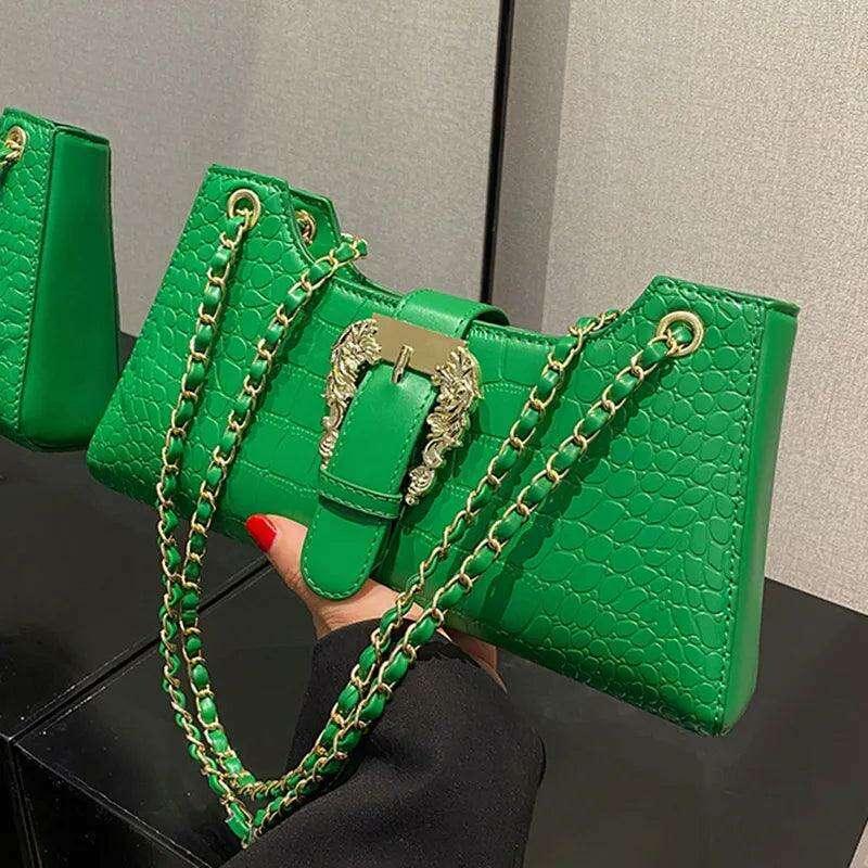 Luxurious evening bag with crocodile pattern for women