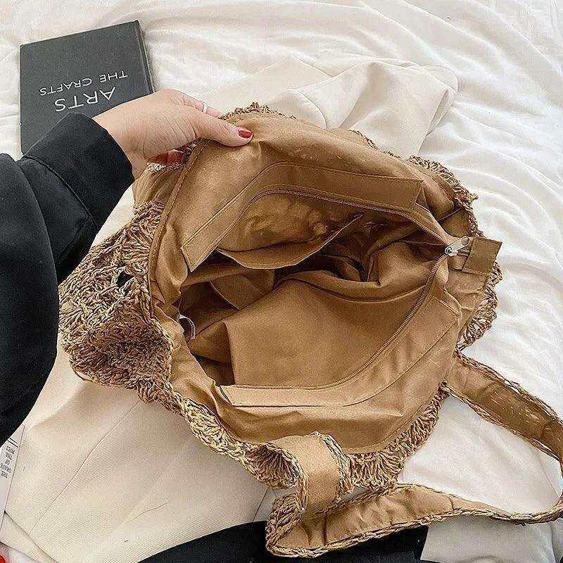 Bohemian Style Round Straw Bag for Women