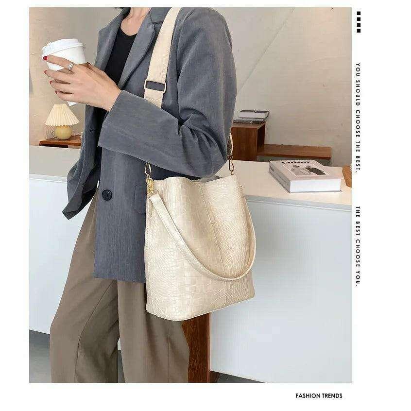 A fashionable shoulder bag with a unique look and crocodile texture