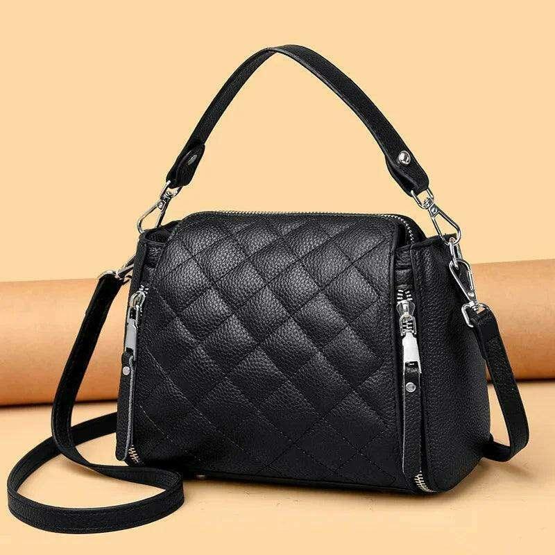 תיק צד לנשים בעיצוב יוקרתי עם תפרים מעוינים