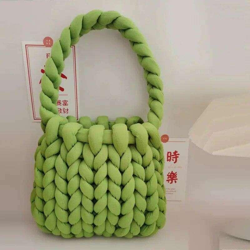 Knitted bag with braided design