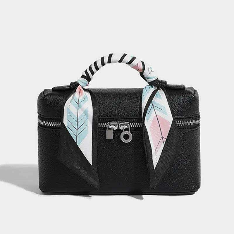 Fashionable box bag with silk ribbons for women