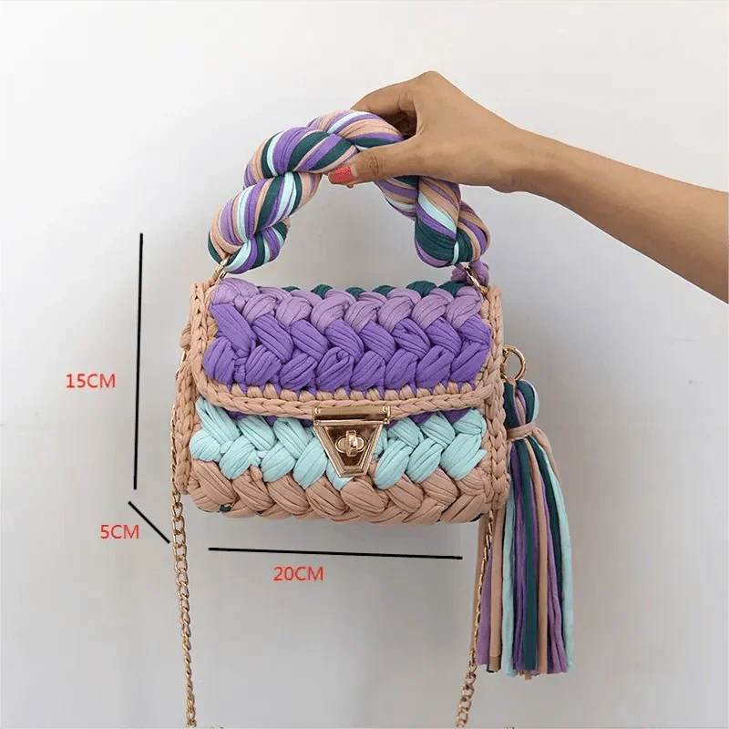 Colorful knitted bag for women
