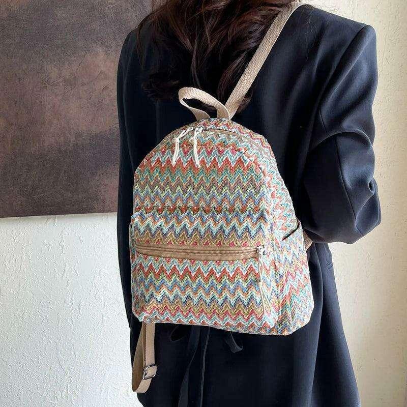 Colorful woven backpack