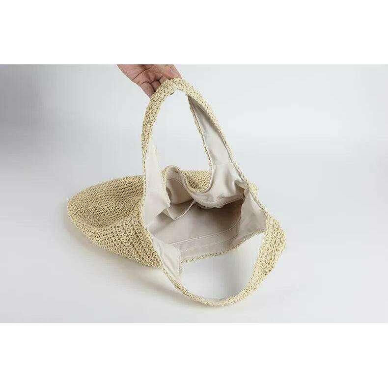 תיק חוף קש ארוג - יוקרה אופנתית