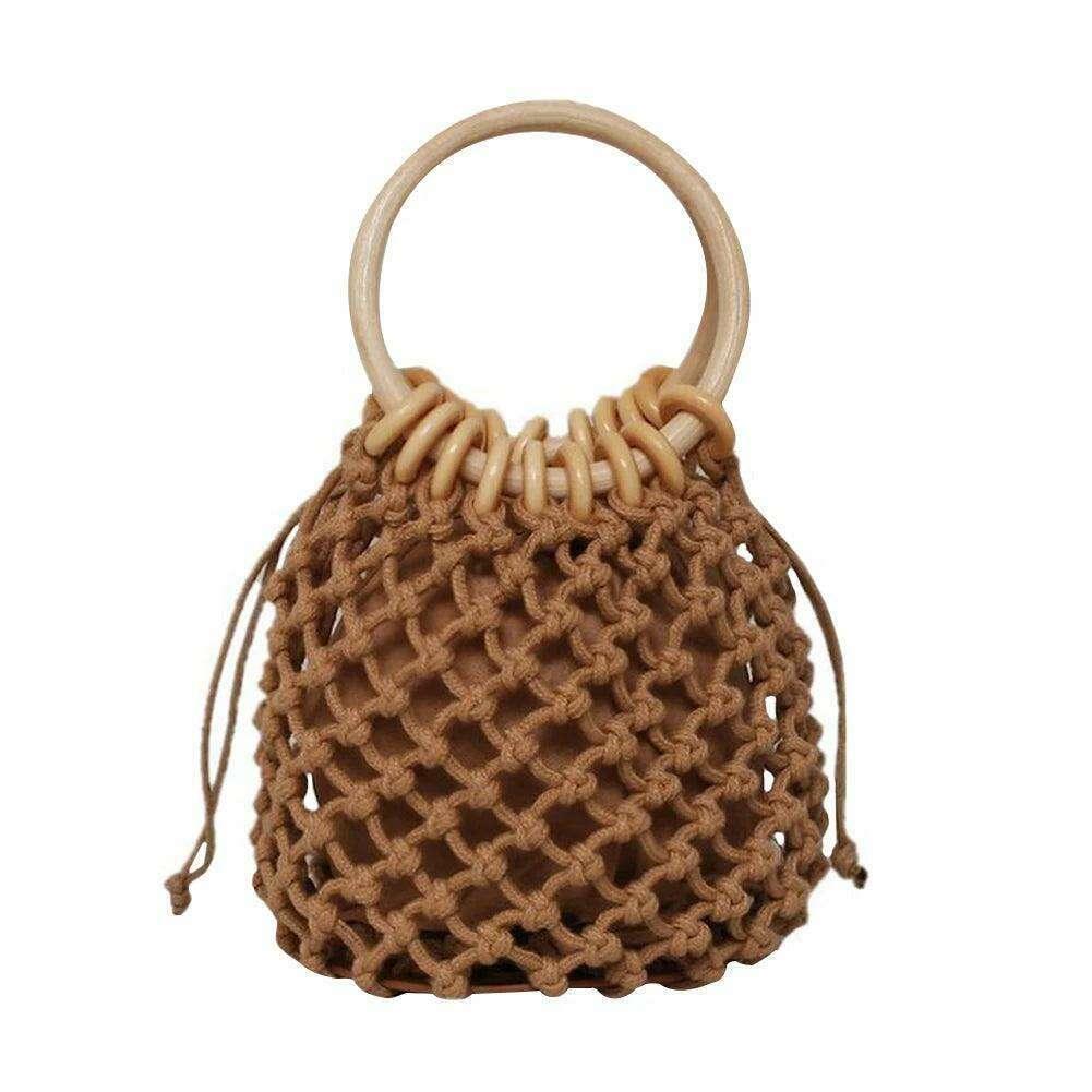 Bucket-style crochet shoulder bag