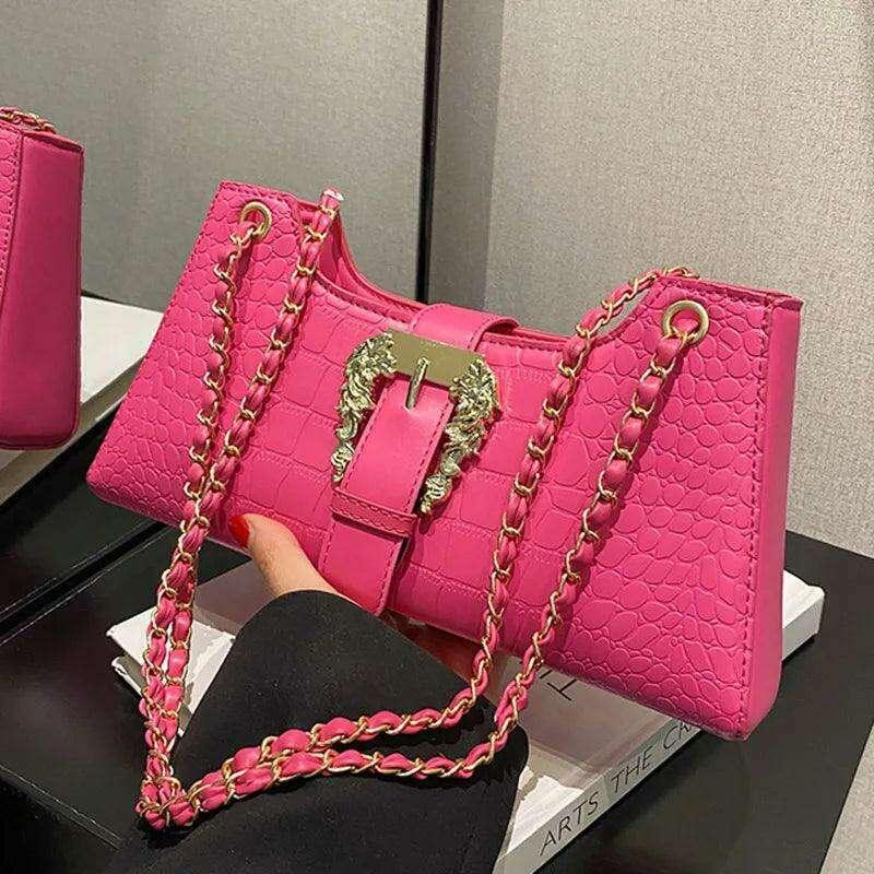 Luxurious evening bag with crocodile pattern for women