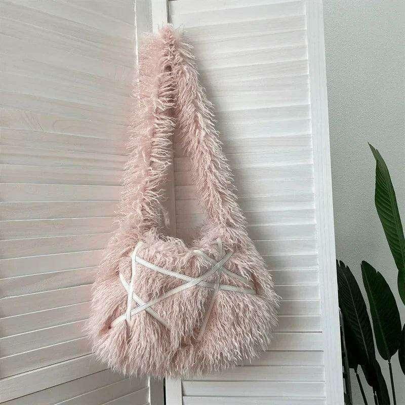 Furry crossbody bag for women