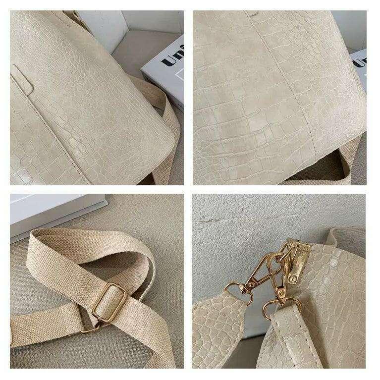 A fashionable shoulder bag with a unique look and crocodile texture