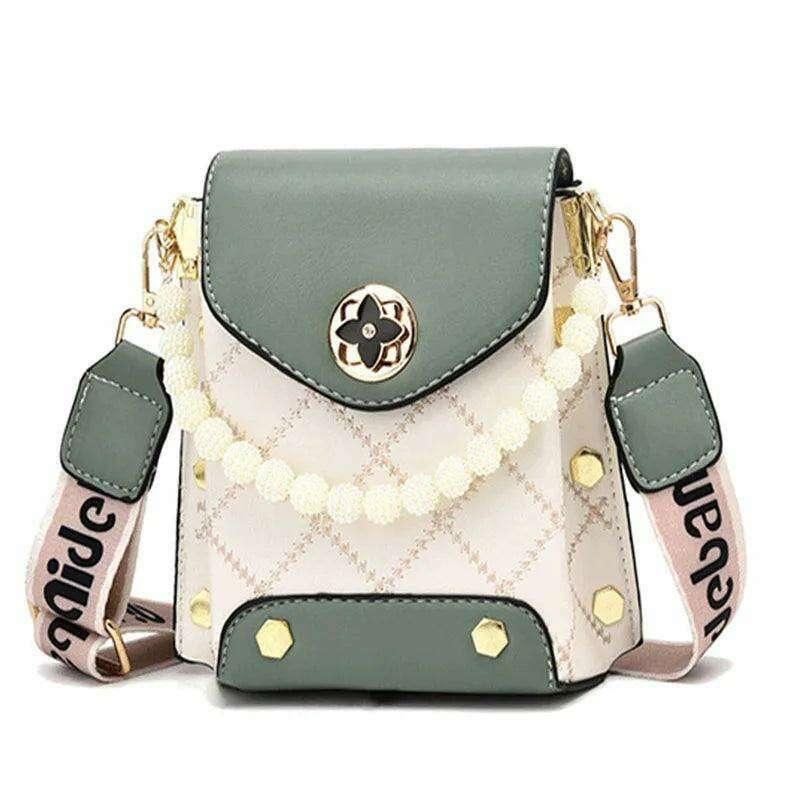 תיק צד אופנתי עם פנינים ורצועת בד