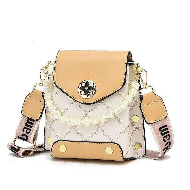 תיק צד אופנתי עם פנינים ורצועת בד