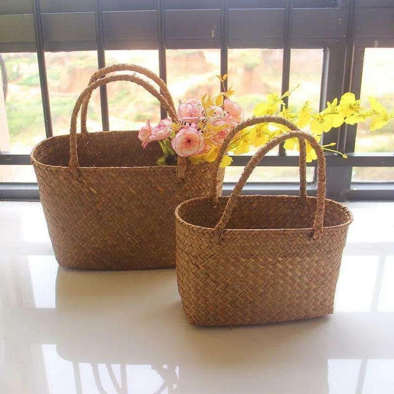Handmade natural straw bag