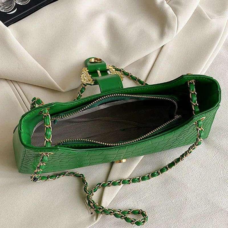 Luxurious evening bag with crocodile pattern for women