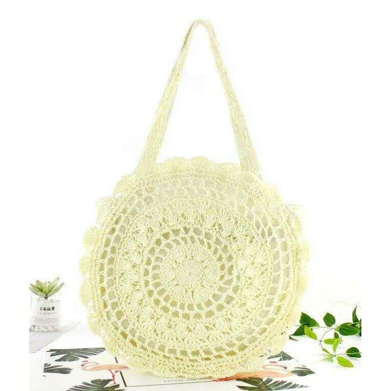 Women's Round Knitted Straw Bag