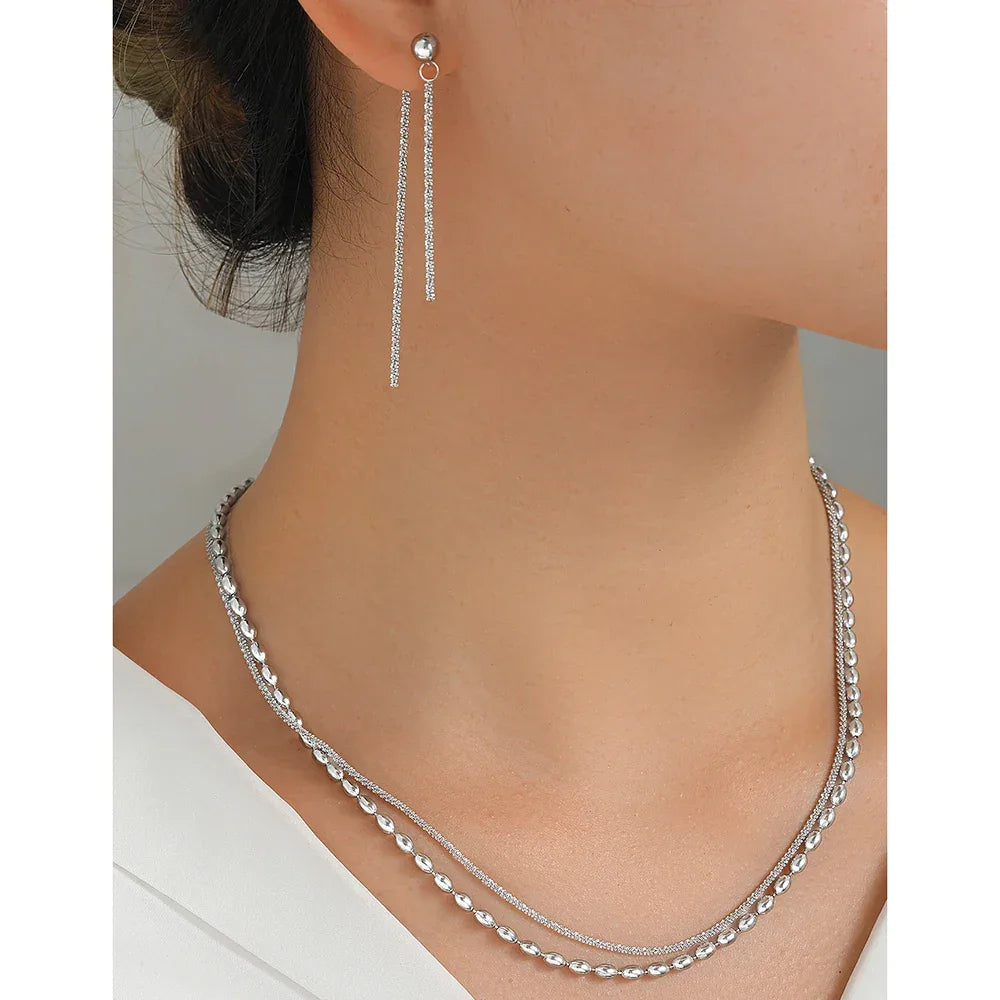 סט תכשיטים לנשים – שרשרת חרוזים עם עגילים תואמים