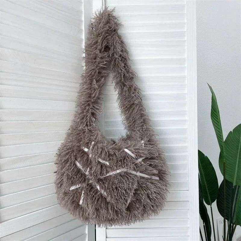 Furry crossbody bag for women