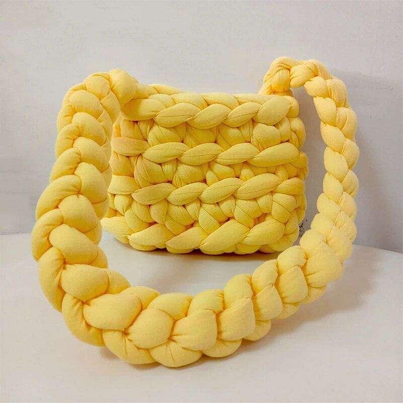 Soft fabric braided shoulder bag