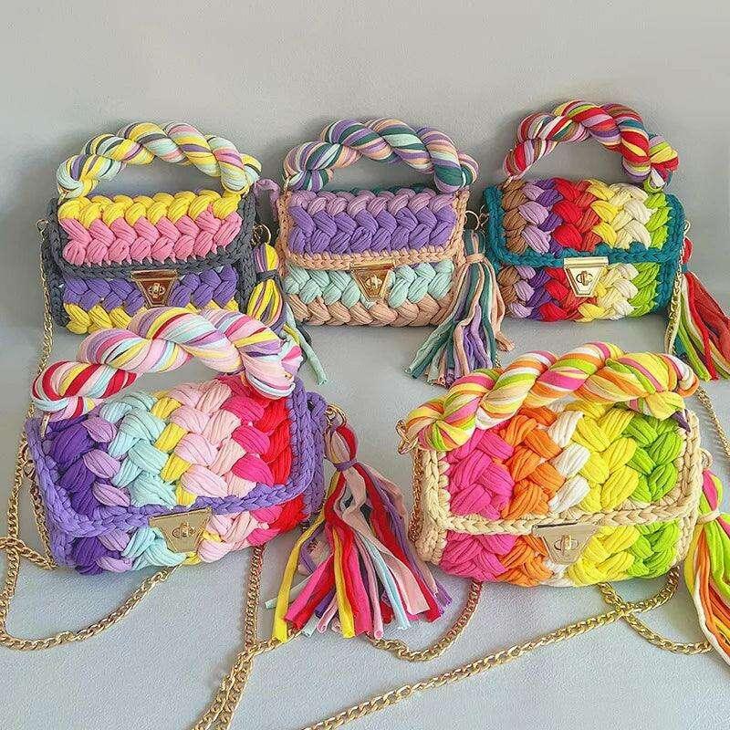 Colorful knitted bag for women
