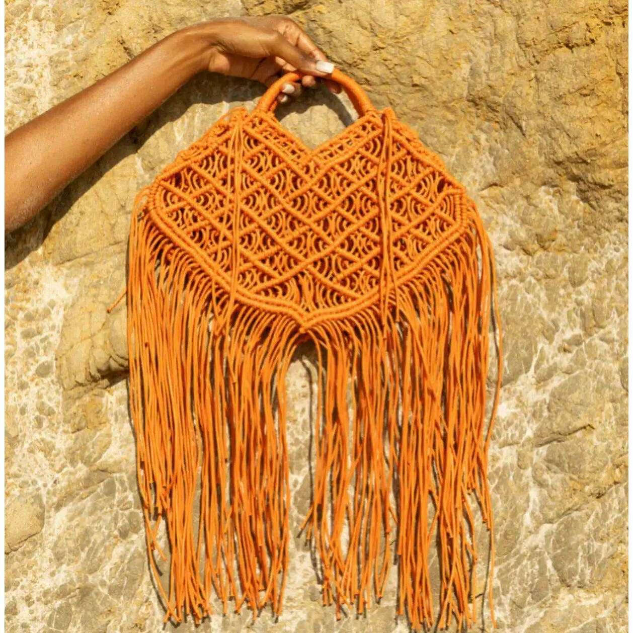 Handmade macrame bag with tassels