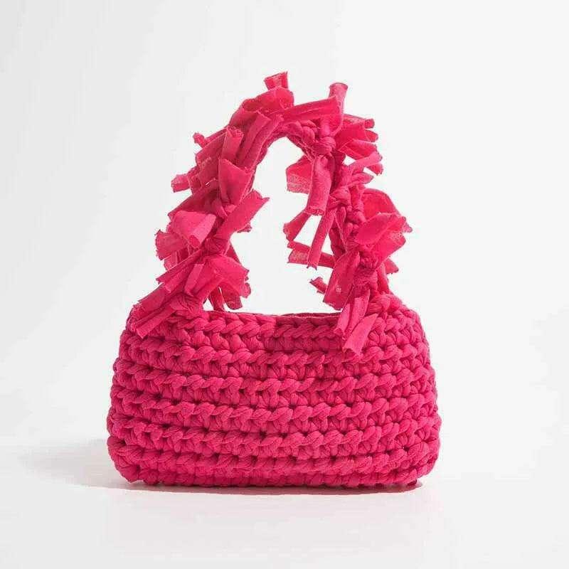 תיק סרוג בעיצוב טרנדי עם חוטים פרועים