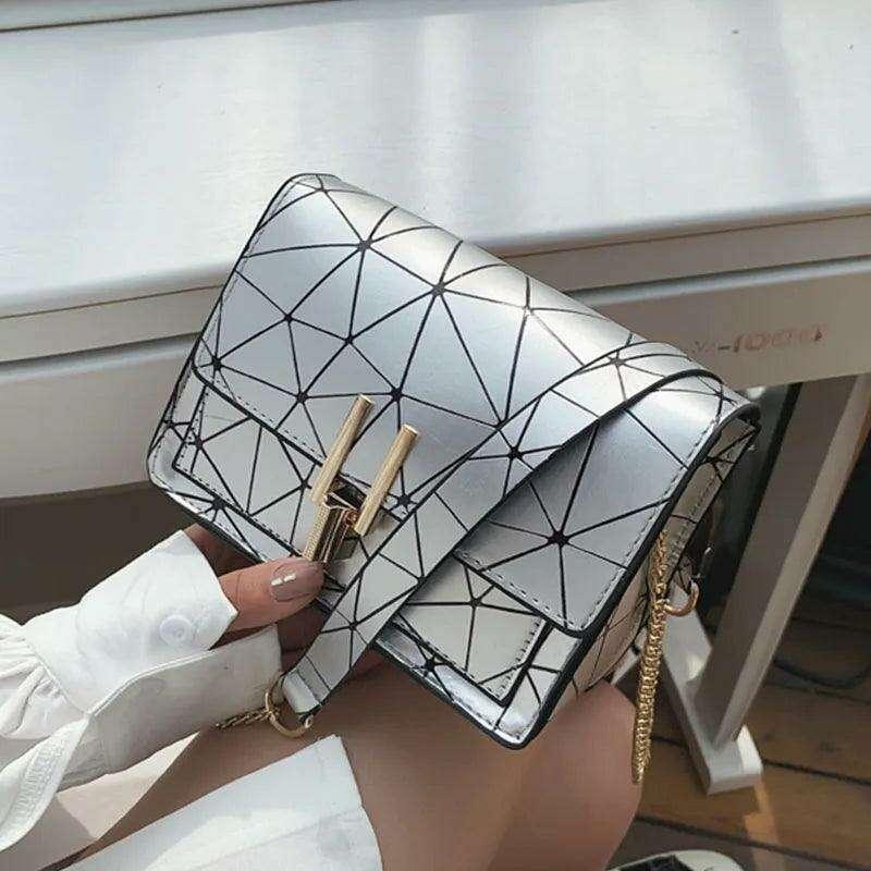 Women's evening bag with a glamorous geometric design