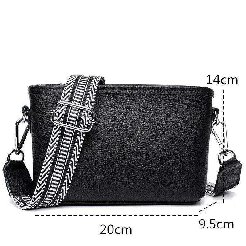 Small leather crossbody bag for women with a designed strap