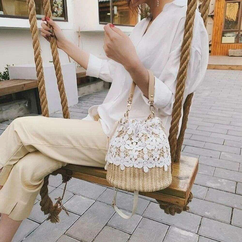 תיק שק סרוג בעיצוב וינטג' רומנטי