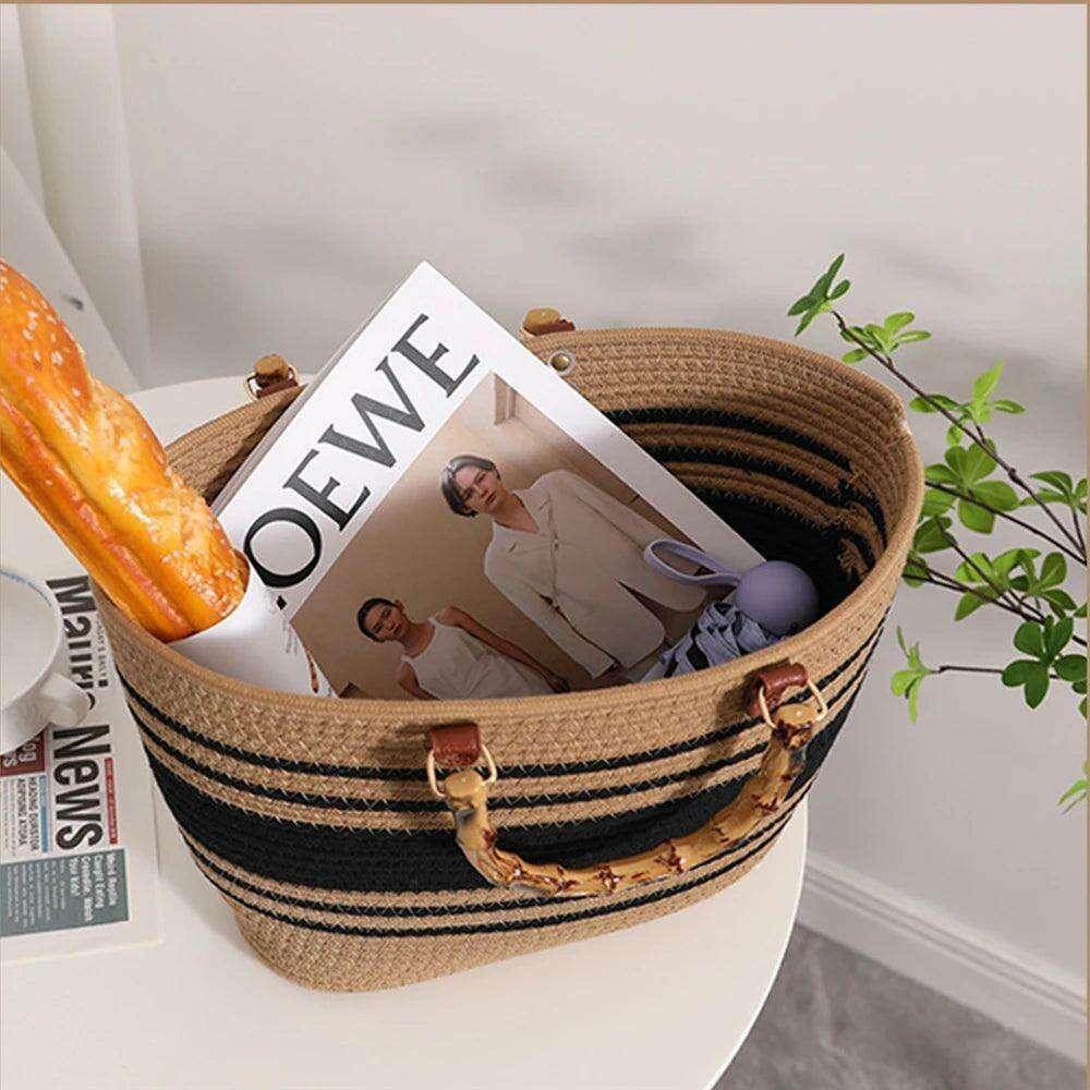 תיק ארוג בידית במבוק בוהמי