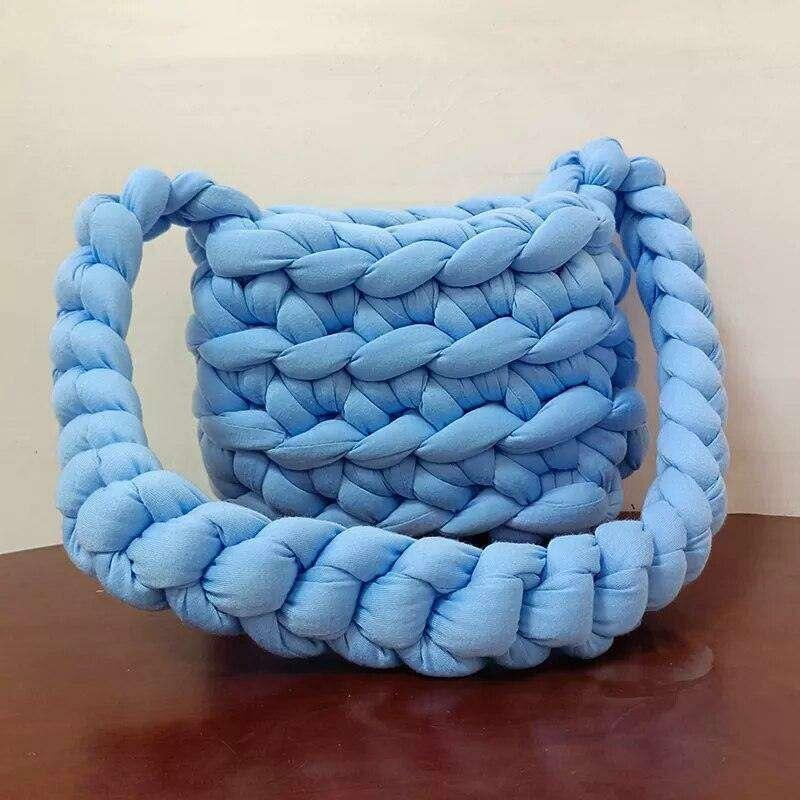 Soft fabric braided shoulder bag