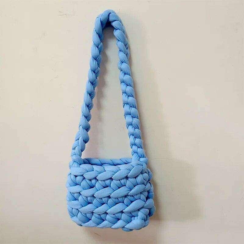 Soft fabric braided shoulder bag