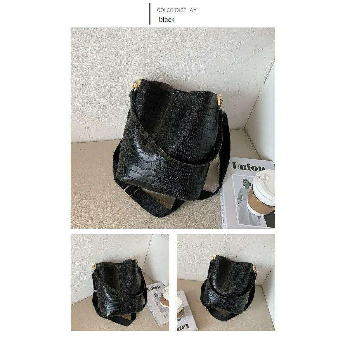 A fashionable shoulder bag with a unique look and crocodile texture