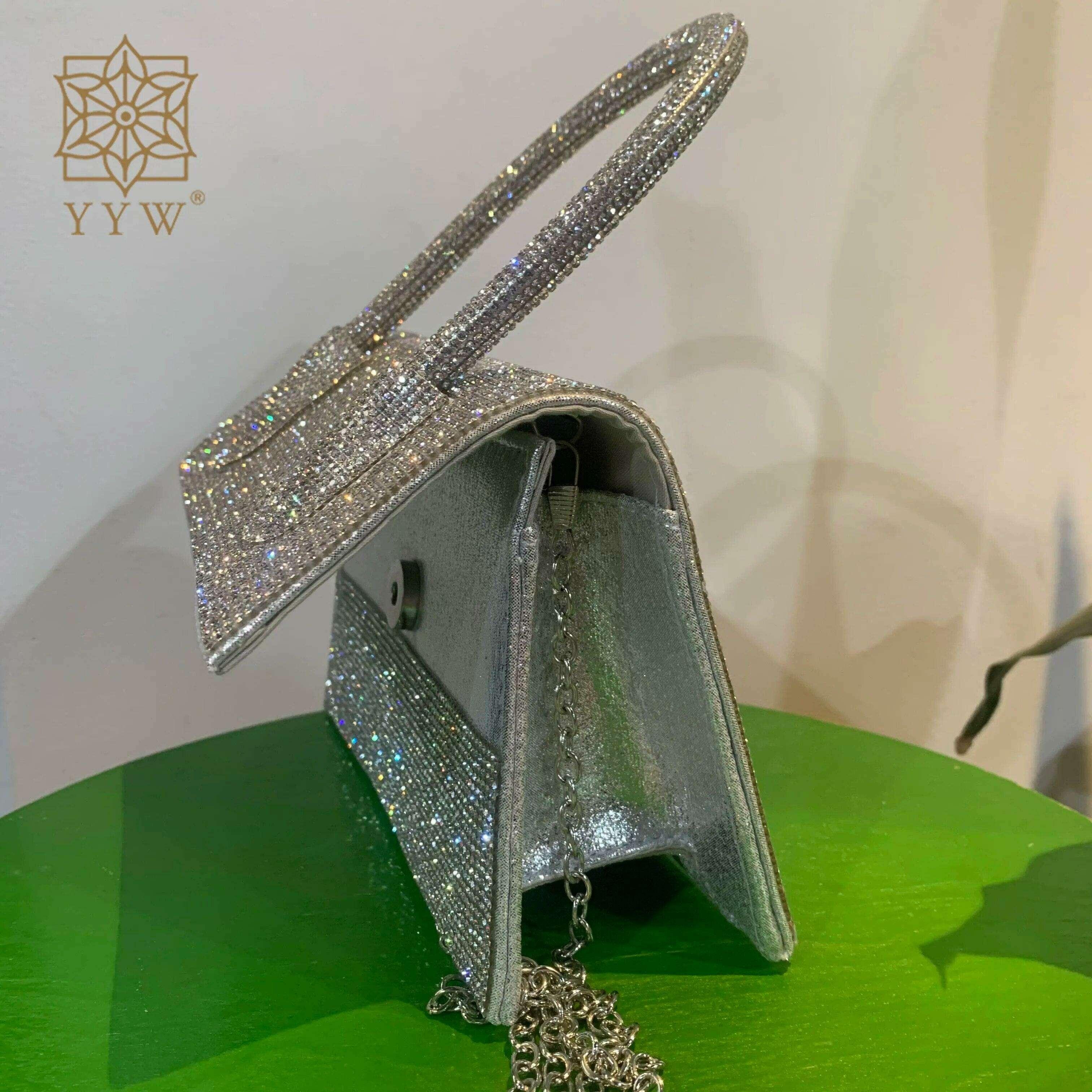 תיק ערב יוקרתי משובץ אבני קריסטל לנשים