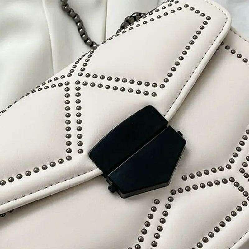 Black leather crossbody bag for women