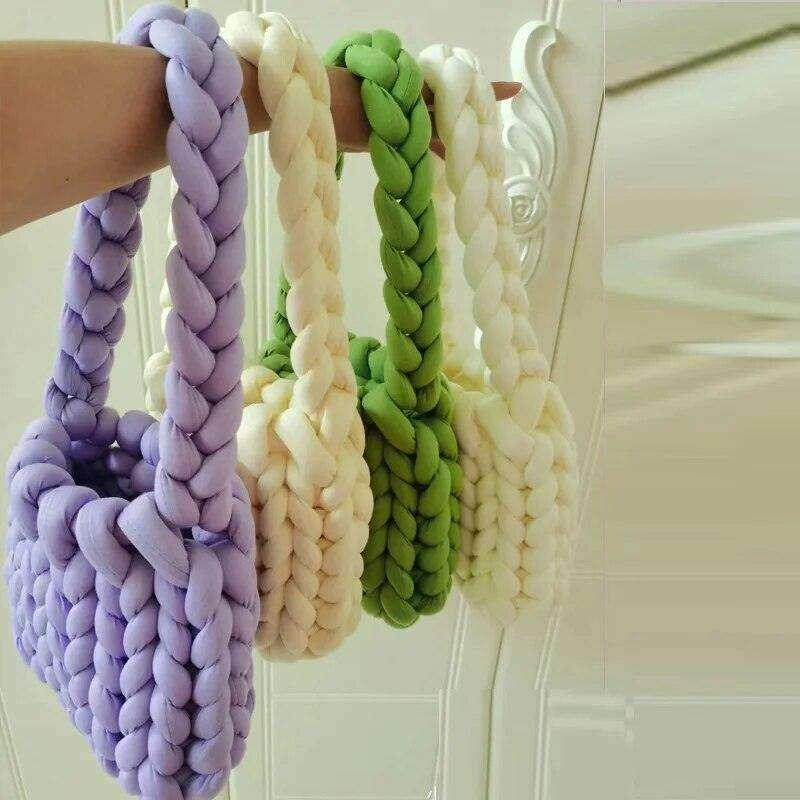 Knitted bag with braided design