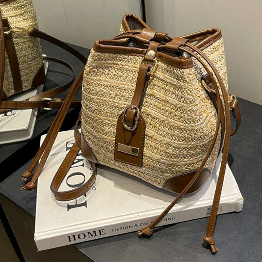 Elegant woven bucket bag