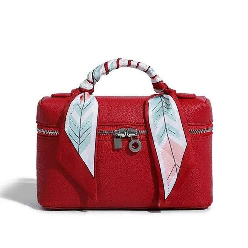 Fashionable box bag with silk ribbons for women