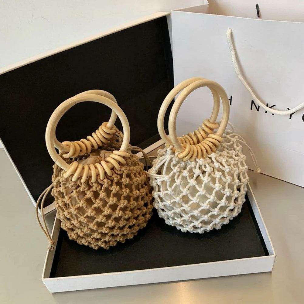 Bucket-style crochet shoulder bag