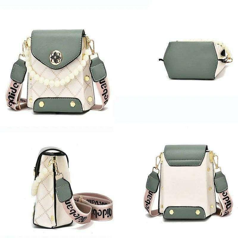 תיק צד אופנתי עם פנינים ורצועת בד