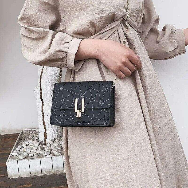 Women's evening bag with a glamorous geometric design