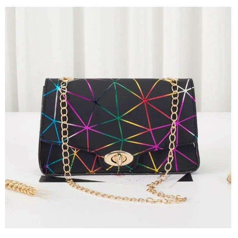 Women's evening bag with a glamorous geometric design