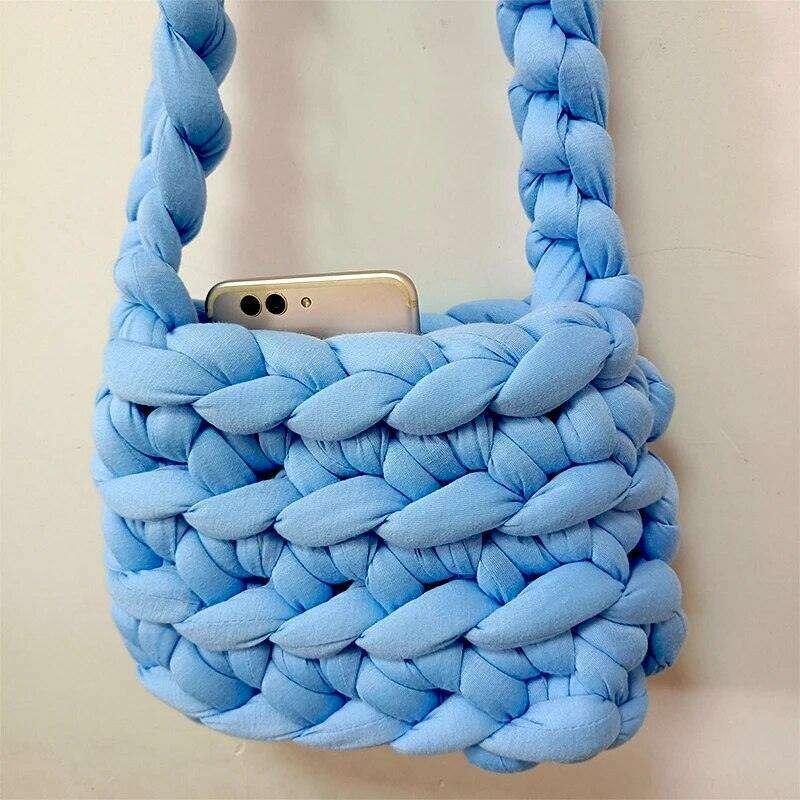 Soft fabric braided shoulder bag