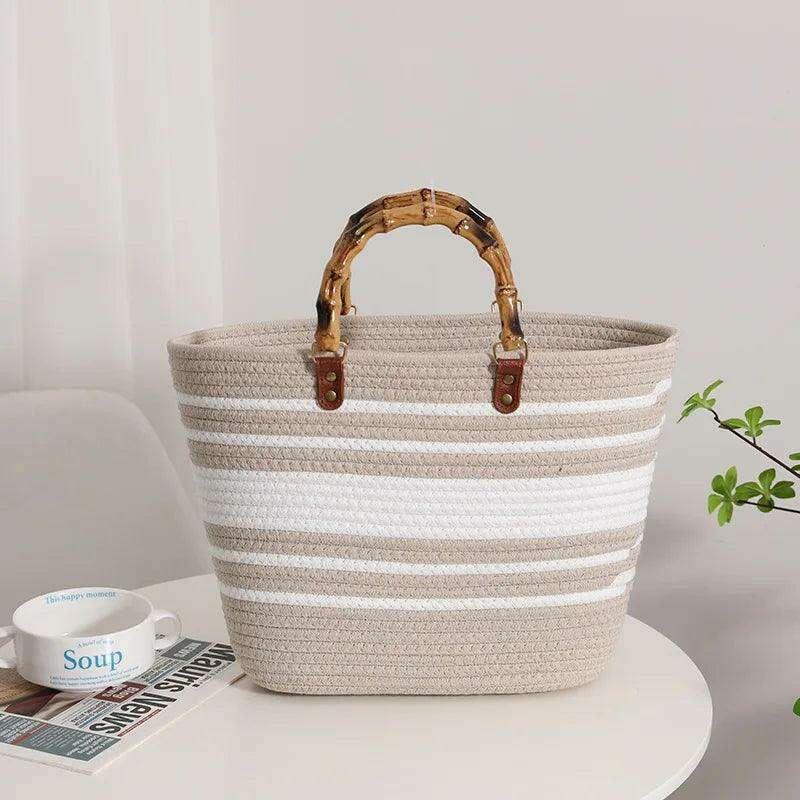 תיק ארוג בידית במבוק בוהמי