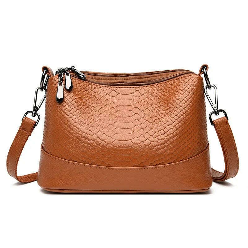 Women's snake-like leather crossbody bag