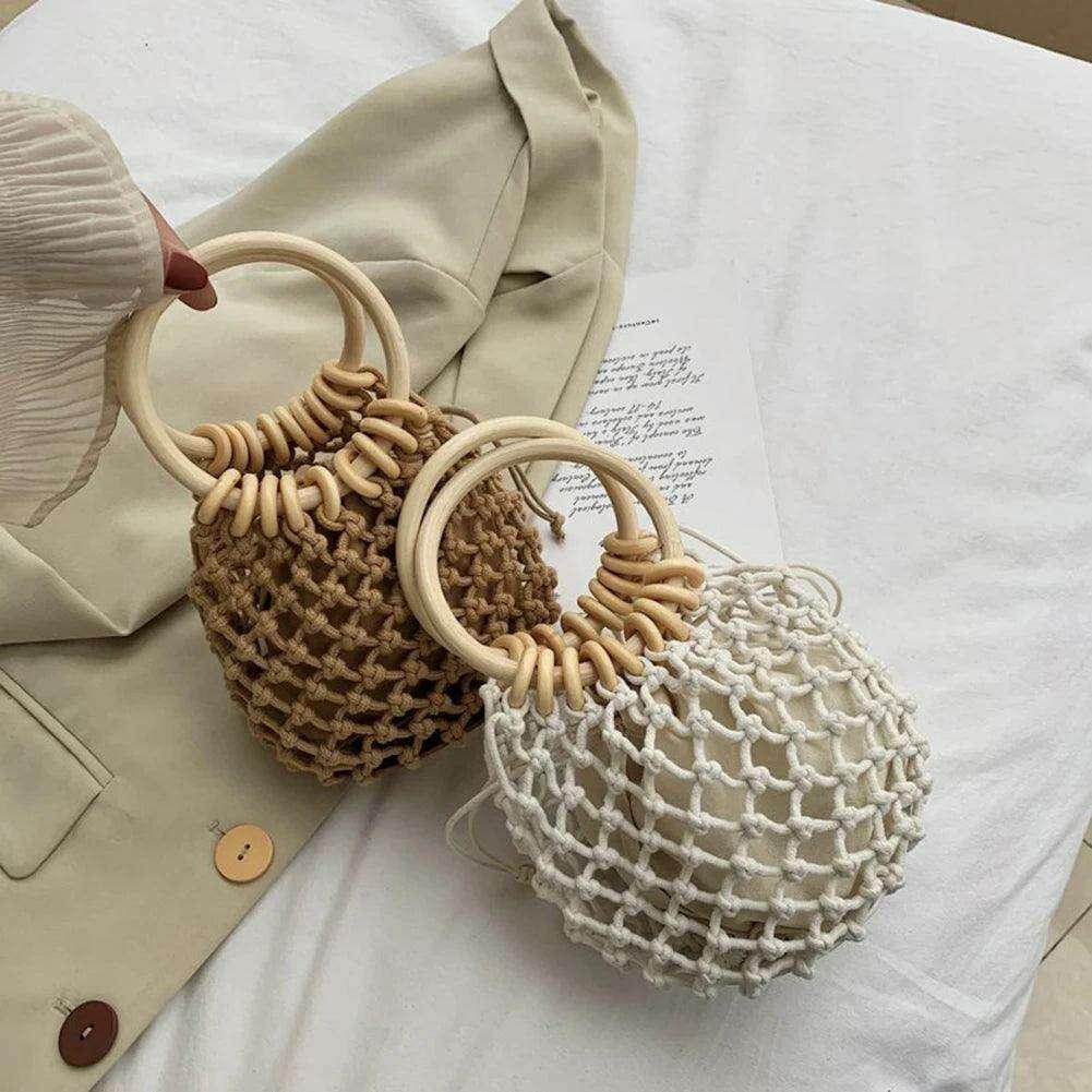 Bucket-style crochet shoulder bag